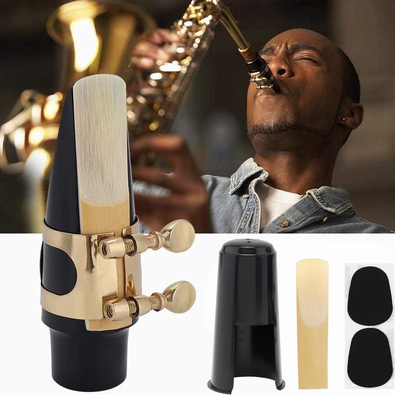 REMAGIC Alto Saxophone Mouthpiece Kit, Sax Mouthpiece Kit with Cap & Metal Ligature & 10 Reeds & 24 Cushions Pads, Strength Saxophone Reeds 2.5 Reeds for Alto Use Replacement - Image 4